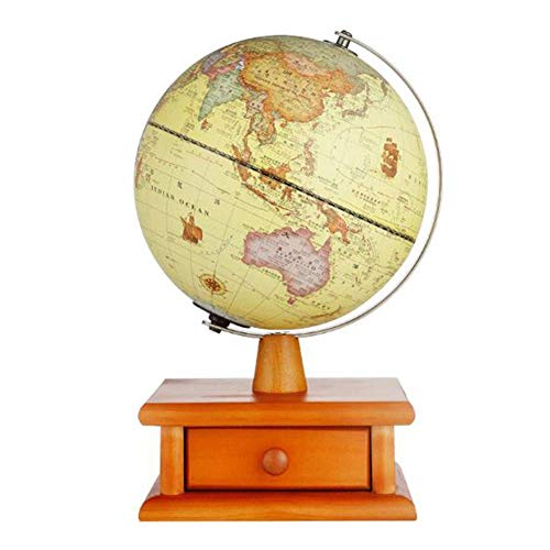 Living Equipment Educational World Globe Globe World Map Table Decoration 23Cm Solid Wood with Light HD Medium Globe Table Lamp Drawer Ornament Decoration Classroom Educational Toys Educational Gam