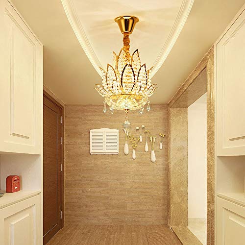Luce Plafoniera (30 * 30 * 38CM) Inicio Pasillo Lámparas de araña de cristal de loto en el corredor del porche Balcón Lámparas del templo budista Minimalista moderno Luce Plafoniera (30 * 30 * 38CM) Inicio Pasillo Lámparas de araña de cristal de loto en el corredor del porche Balcón Lámparas del templo budista Minimalista moderno