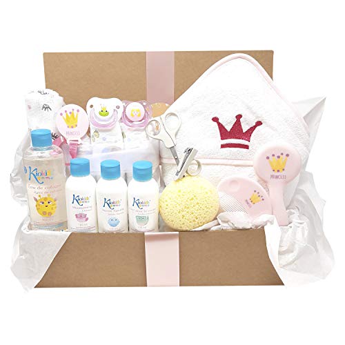 Mababyshop- Canastilla recién nacido modelo Royal Bath, regalo original para recien nacido ideal como cesta de baño bebé (Rosa)