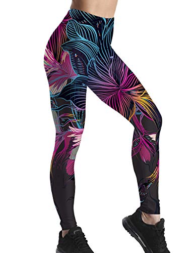 Mallas Deportivas Mujer, Medias Deportes Running 3D Impresión Leggins Deportivos de Correr Gym Fitness Pantalón de Yoga Gimnasio Estiramiento Elásticos Carnaval Pantalones (Multicolor, XL)