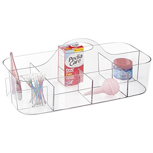 mDesign Caja organizadora de artículos de bebés – Práctico Organizador de plástico para el Cambiador con 11 Compartimentos – Organizador para Guardar Cosas para bebés – Transparente