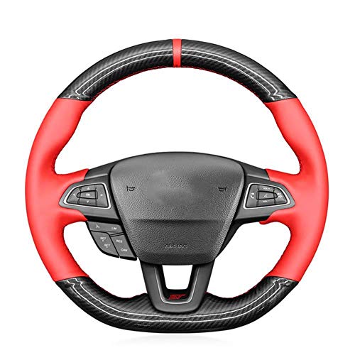MDHANBK Funda para volante de coche cosida a mano, para Ford Focus (RS | ST | ST-Line) Kuga (ST-Line) Ecosport (ST-Line) (ST-Line) MDHANBK Funda para volante de coche cosida a mano, para Ford Focus (RS | ST | ST-Line) Kuga (ST-Line) Ecosport (ST-Line) (ST-Line)
