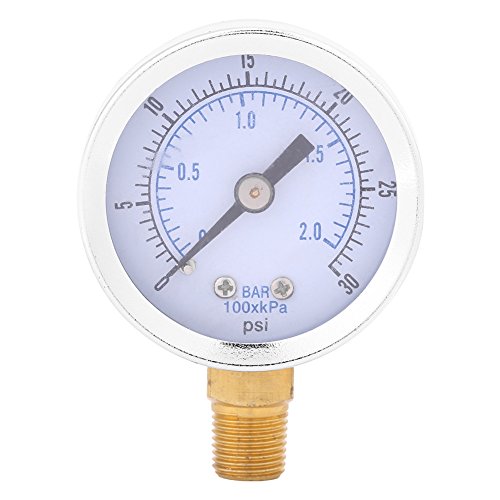 Medidor de presión, 0-30 psi 0-2 bar 1/8 pulgadas BSPT medidor de compresor de rosca, mini dial de aceite hidráulico medidor de presión herramienta de medición de presión para aire, agua, aceite