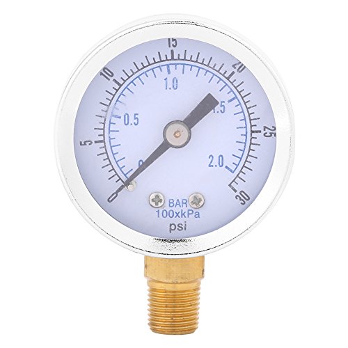 Medidor de presión, 0-30 psi 0-2 bar 1/8 pulgadas BSPT medidor de compresor de rosca, mini dial de aceite hidráulico medidor de presión herramienta de medición de presión para aire, agua, aceite Medidor de presión, 0-30 psi 0-2 bar 1/8 pulgadas BSPT medidor de compresor de rosca, mini dial de aceite hidráulico medidor de presión herramienta de medición de presión para aire, agua, aceite