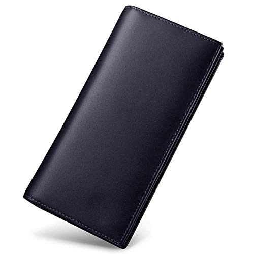 Men's Wallet: Thin, Long, Fashionable, Simple and Multi-Functional Leather Wallet, Black Button