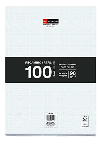 Miquelrius Recambio Hojas Sueltas - 100 Hojas sueltas de Puntos Dots, Tamaño A4, Papel 90 g, Sin Taladros Miquelrius Recambio Hojas Sueltas - 100 Hojas sueltas de Puntos Dots, Tamaño A4, Papel 90 g, Sin Taladros