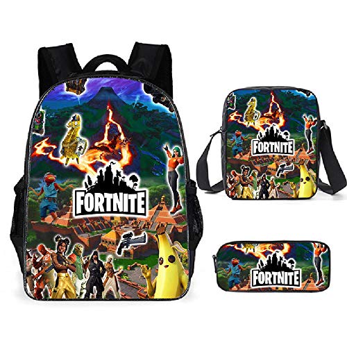 Mochila Escolar Unisex para Hombre, Mochila para Estudiantes, Mochila de Dibujos Animados de Print, Mochila Escolar con Cremallera, Bolsa de Hombro, Bolsa de lápiz, Conjunto de 3 uds.-05