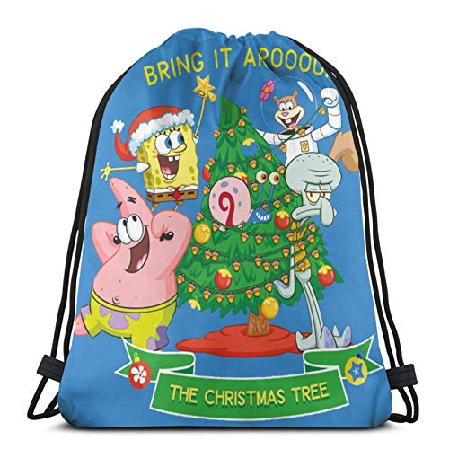 Mochilas con Cordón Christmas Tree Sponge-Bobchristmas Tree Sponge-Bob Unisex Drawstring Backpack Sports Bag Rope Bag Big Bag Drawstring Tote Bag Gym Backpack In Bulk