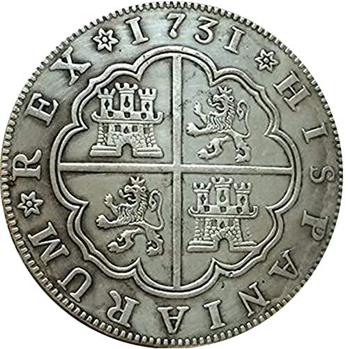 Moneda de plata de ley antigua de 1731 años de España de 8 reales color plateado 