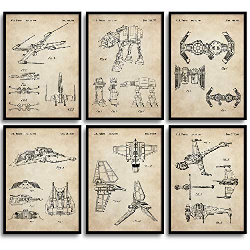 MONOKO® Juego de 6 pósteres de Star Wars con imagen de la Guerra de las Galaxias, sin marco, diseño vintage, 6 x A4 (21 x 29,7 cm)