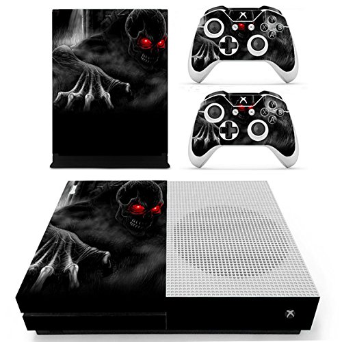 Morbuy Xbox One S Skin Vinly Pegatinas Protective Consola Sticker Decal + 2 Controlador Skins Set (Skull Red Eyes)