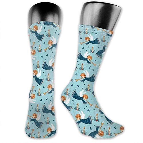 Moruolin Cool Colorful Fancy Novelty Casual Cotton Socks,Cute Winged Girl With Trumpet In Sky With Candles Mother Nature Fairy