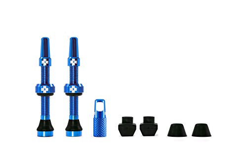 Muc-Off - Válvulas Presta sin Tubo, Color Azul, 44 mm, válvulas de Bicicleta sin Fugas, con Herramienta de extracción integrada de núcleo de válvula