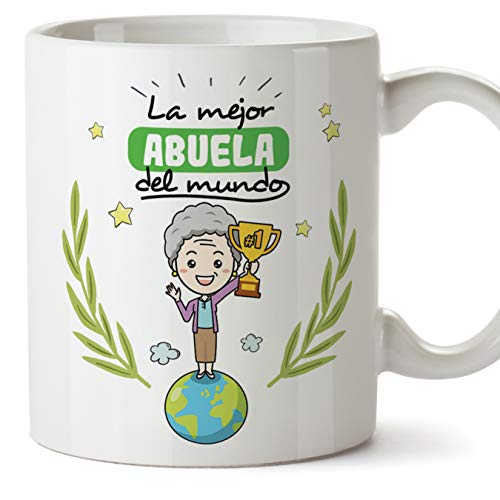 MUGFFINS Taza Abuela - La Mejor Abuela del Mundo - Taza Desayuno/Idea Regalo Original/Día de la Madre para Abuelitas. Cerámica 350 mL