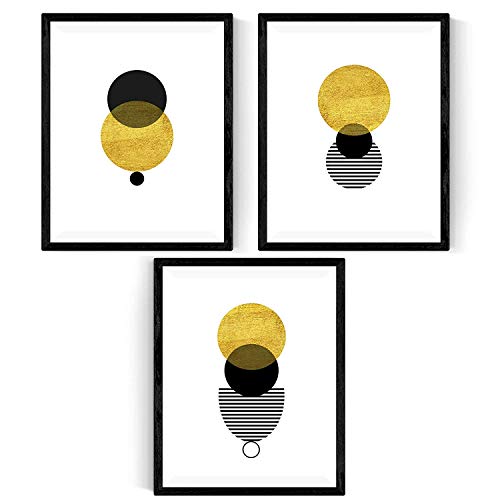 Nacnic Set de 3 láminas para enmarcar Eclipse Solar Posters Estilo nórdico para la decoración del hogar. Tamaño A4. con Marco