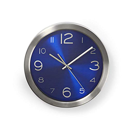 Nedis Reloj de Pared Reloj de Pared | Diámetro: 30 cm | Acero Inoxidable | Acero Inoxidable Azul/Plata