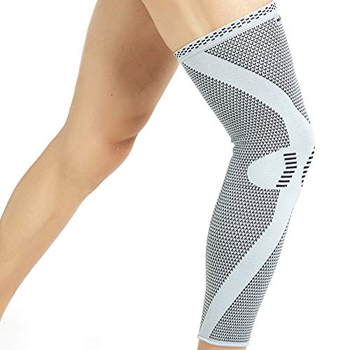 Neotech Care - Manga de compresión para rodilla y pierna (1 Unidad) - Tejido de punto de fibra de bambú - Material elástico y transpirable - Compresión mediana - Gris - XL