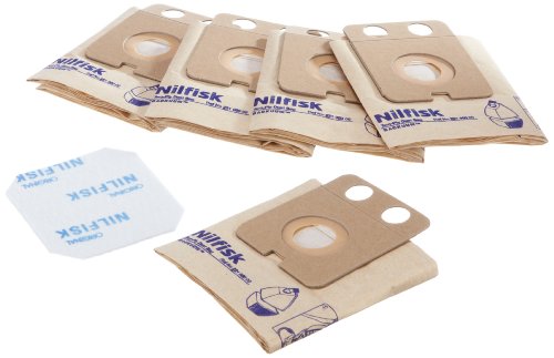 Nilfisk 22198000 - Pack de 5 bolsas de papel y prefiltro para Backum