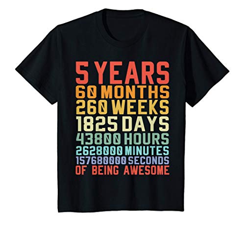 Niños 5 Years Años Divertido Regalo de Cumpleaños 5º Aniversario Camiseta