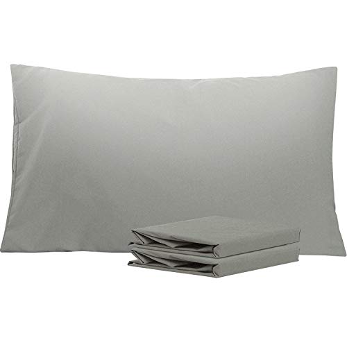 NTBAY Fundas de Almohada de Microfibra Lisa, Juego de 2 Fundas de Almohada Suaves, Antiarrugas y Resistentes a Las Manchas con Cierre de sobre, 50x90 cm, Gris Ahumado