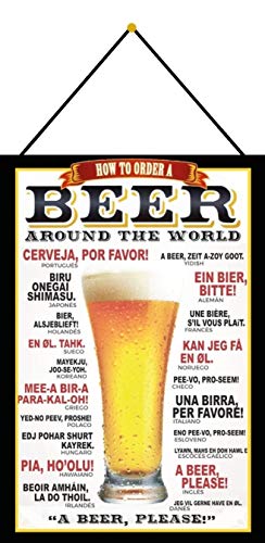 NWFS How to Order Beer Worldwide - Placa metálica (20 x 30 cm, con cordón) NWFS How to Order Beer Worldwide - Placa metálica (20 x 30 cm, con cordón)