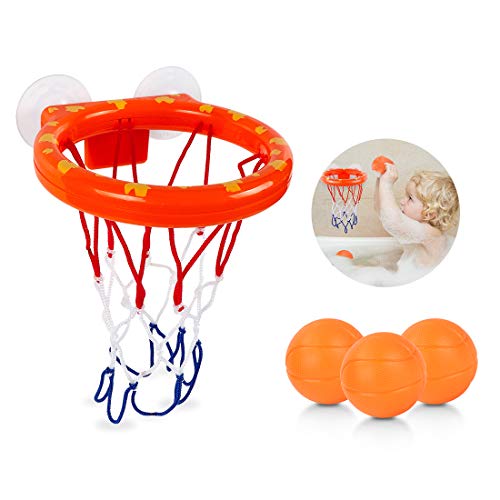 O-Kinee Juguetes de Baño, Juegos de Agua, Mini Baloncesto Juego de Ducha con 3 Pelota, Juguetes para Bañera, Montessori Juguetes de Baño Interacción Entre Padres e Hijos, Regalos para Bebé Niños (A)