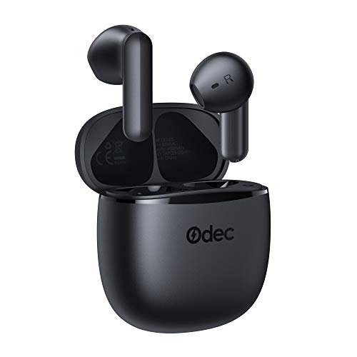 Odec Auriculares Inalámbricos, Auriculares Bluetooth 5.1, Auriculares Estéreo Semi-in-Ear con Caja de Carga Rápida USB-C Portátil, Micrófono Incorporado, Reproducción 24 Horas Control Táctil