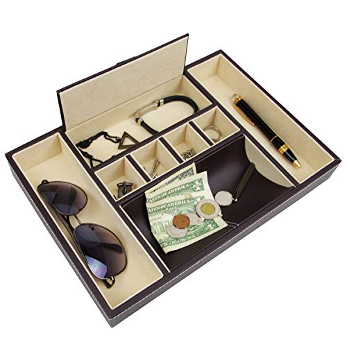 Old World - Caja de madera ideal para guardar objetos de valor o recuerdos con bisagras de latón, de 10 x 38 x 33 cm (alto, ancho y profundo), piel sintética, Umber, 12.50 x 9 x 1.50