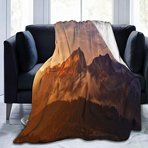 Olverz Manta de sherpa, amaneceres y puestas de sol, bosques, ligera, supersuave, acogedora manta de sofá de lujo, para sofá, interior y exterior, 156 x 150 cm