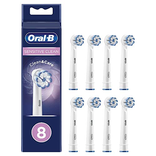Oral-B Sensitive Clean Cabezales de recambio con tecnología CleanMaximiser, tamaño de buzón, Pack de 8