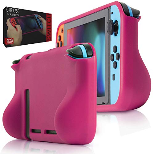 Orzly Funda Comfort Grip Case para la Nintendo Switch – Carcasa Protectora con puños de Mano Rellenos Integrados para la Parte Posterior de la Consola Nintendo Switch en su Modo Gamepad - Rosa