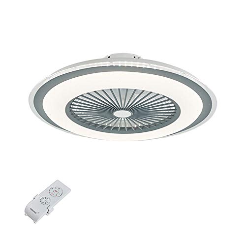 OUKANING - Ventilador de techo con mando a distancia y luz de techo LED regulable, ventilador interior, lámpara ultrasilenciosa para salón (gris)