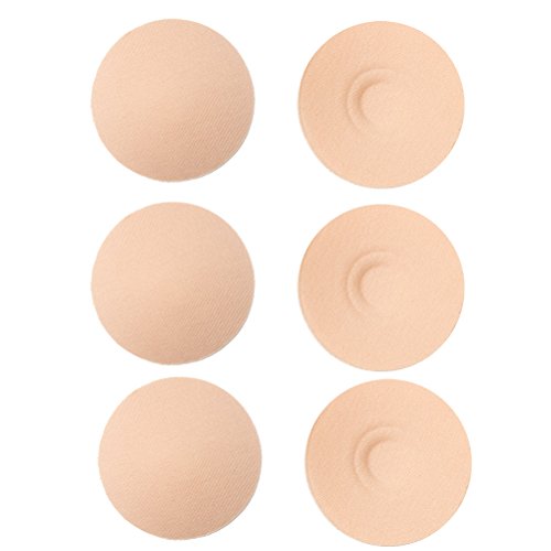 OULII 3 Pares Reutilizables Cubiertas Pezón Invisible Transpirable Sin Trazado Incohesive Almohadillas Pezón de Algodón Pecho Pasties para Mujeres (Beige)