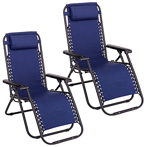 Pack de 2 sillas Gravedad Cero reclinables con Bloqueo de Seguridad de Tejido Oxford y Acero de 95x65x106 cm (Azul) Pack de 2 sillas Gravedad Cero reclinables con Bloqueo de Seguridad de Tejido Oxford y Acero de 95x65x106 cm (Azul)