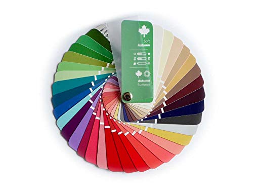 Paleta de color en formato abanico para el color tipo Primavera-Otoño (Soft Autumn) con 35 colores para asesoría imagen