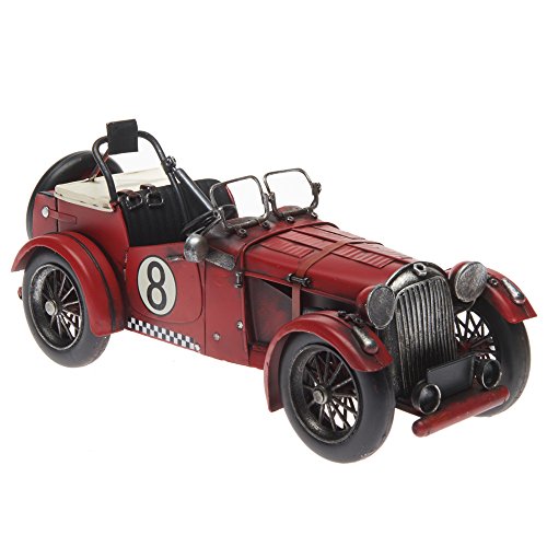Pamer-Toys Maqueta de coche de chapa, estilo retro antiguo, coche de carreras, color rojo