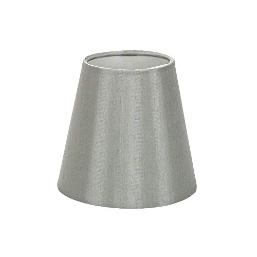 Pantalla de tambor de lámpara con clip pequeña de 6"de diseño tradicional en tela de seda sintética gris por Happy Homewares
