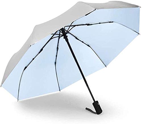 Paraguas plegable con 8 huesos anti rayos UV, compacto de viaje, paraguas portátil para mujer, mango ergonómico, apertura y cierre automático (tamaño 28 x 8 K, color: azul) - azul -