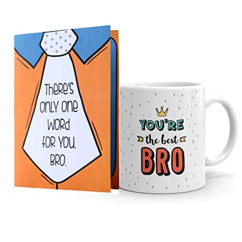 Party Hub - World'S Best Brother Mug - Mirror Greeting Card for Brother to Gift on Birthday/Rakhi