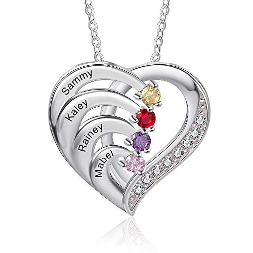 Personalizada Collar Plata 925 Colgante de con Corazón Collar con Nombres Grabados Madre e Hija Collar Regalo para Mujer Día de la Madre San Valentín Navidad (4 Nombres) Personalizada Collar Plata 925 Colgante de con Corazón Collar con Nombres Grabados Madre e Hija Collar Regalo para Mujer Día de la Madre San Valentín Navidad (4 Nombres)