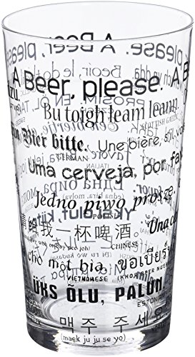 Pint Beer Glass-How To Order A Beer in 26 Languages- Transparent Pint Beer Glass-How To Order A Beer in 26 Languages- Transparent