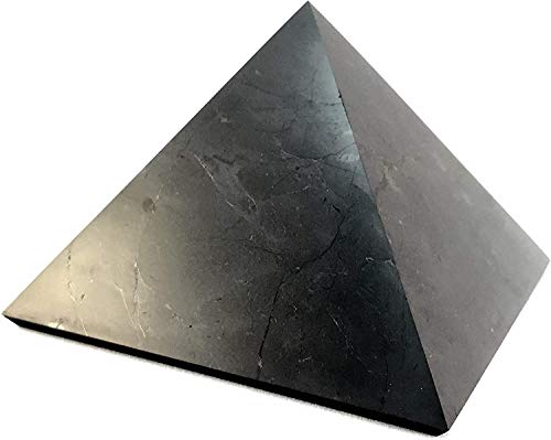 Pirámide de shungita de 8 cm: piedras curativas naturales de alta calidad garantizadas, protección de la radiación EMF, equilibrio de chakra, decoración hecha a mano, piedra de limpieza