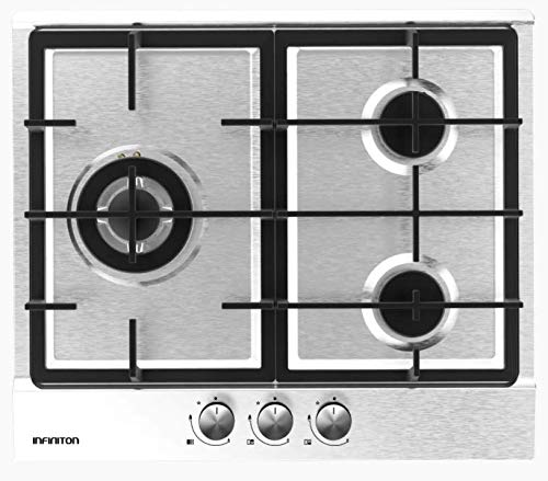 PLACA DE GAS GAS-320WB INFINITON (Ancho 60cm, 3 Fuegos, INOX, Triple corona, Encendido electronico, Limpieza facil, Seguridad termopar) PLACA DE GAS GAS-320WB INFINITON (Ancho 60cm, 3 Fuegos, INOX, Triple corona, Encendido electronico, Limpieza facil, Seguridad termopar)