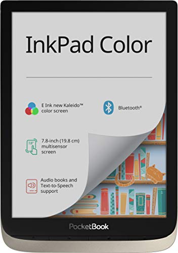 PocketBook InkPad Color - Lector de Libros electrónicos (16 GB de Memoria, 19,8 cm (7,8 Pulgadas), Pantalla a Color Kaleido, iluminación Frontal, Wi-Fi, Bluetooth), Color Plateado