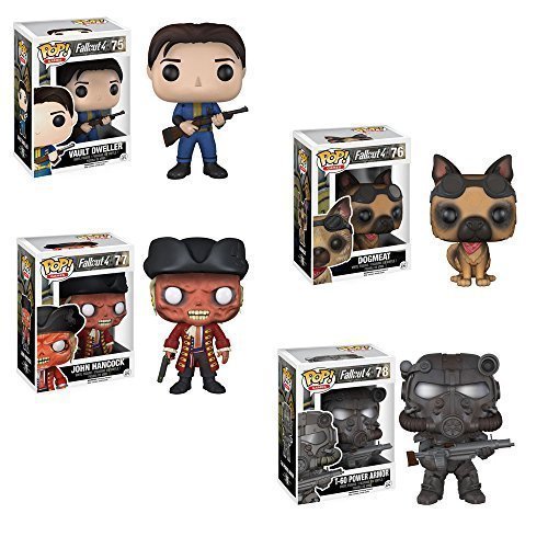 Pop! Games: Fallout 4 Vault Dweller, DogMeat, John Hancock, T-60 Vinyl Figures Set of 4! by Fallout