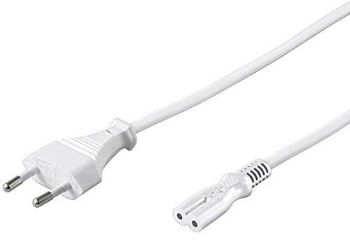 Premium Cord - Cable de alimentación (230 V, 2 m, Conector Europeo a Conector Doble Europeo C7, 2 Pines, IEC 320, Recto), Color Blanco