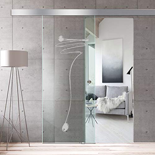 Puerta corredera de cristal para diseño de interiores Boss Roma 8 mm de grosor vidrio templado de seguridad nano revestido, accesorios de acero inoxidable, blanco, 95x215 cm Puerta corredera de cristal para diseño de interiores Boss Roma 8 mm de grosor vidrio templado de seguridad nano revestido, accesorios de acero inoxidable, blanco, 95x215 cm