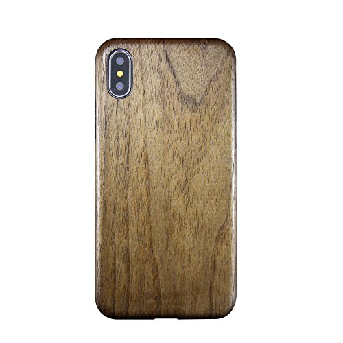 qichenlu [Núcleo de aramida a prueba de balas de madera de nogal auténtica, compatible con iPhone XS Max, certificado FSC, carcasa de madera ultrafina compatible con iPhone XS Max