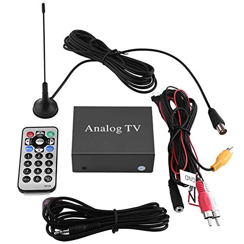 Qii lu Receptor de TV Digital, receptor de TV de DVD móvil para automóvil Sintonizador de TV analógico Caja de señal fuerte con control remoto de antena