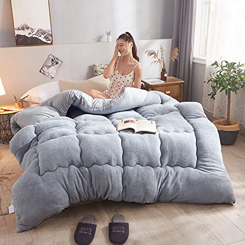 QINYA Edredón Nórdico Relleno Cama Doble - Fibra Suave Y Antiácaro Edredones para Otoño E Invierno, Doble Cara Antialérgico (Grey,150 * 200 1.5kg)